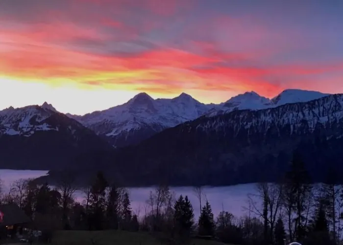 Einzigartige Holzhuette Mit Bergpanorama By Interhome Beatenberg